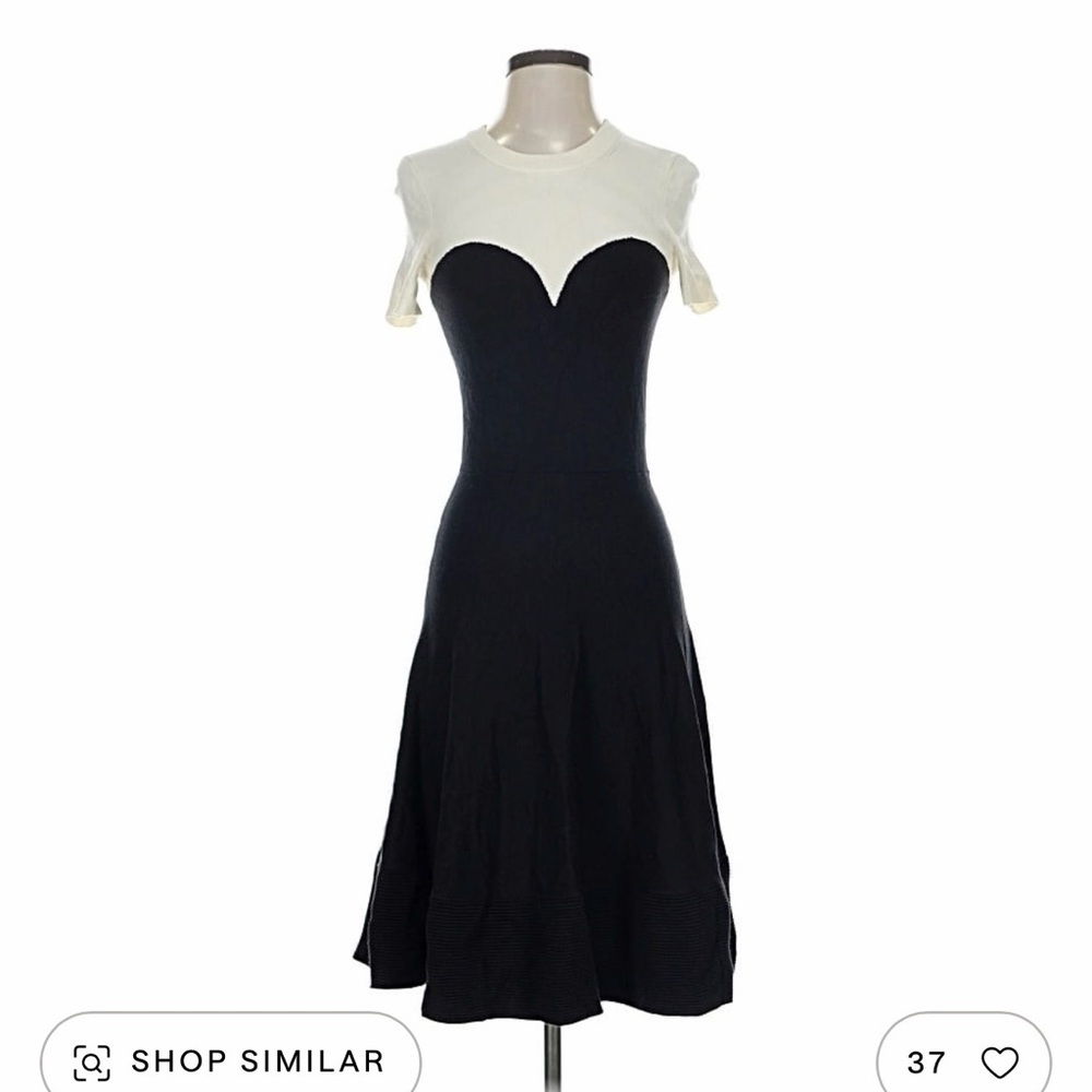 Kate Spade Small knitted Two-Tone Black and Cream Knit Midi Dress